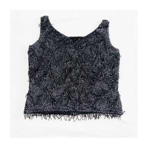 VTG Embellished Sequin Tank Top 100% Lamb's Wool SZ Small